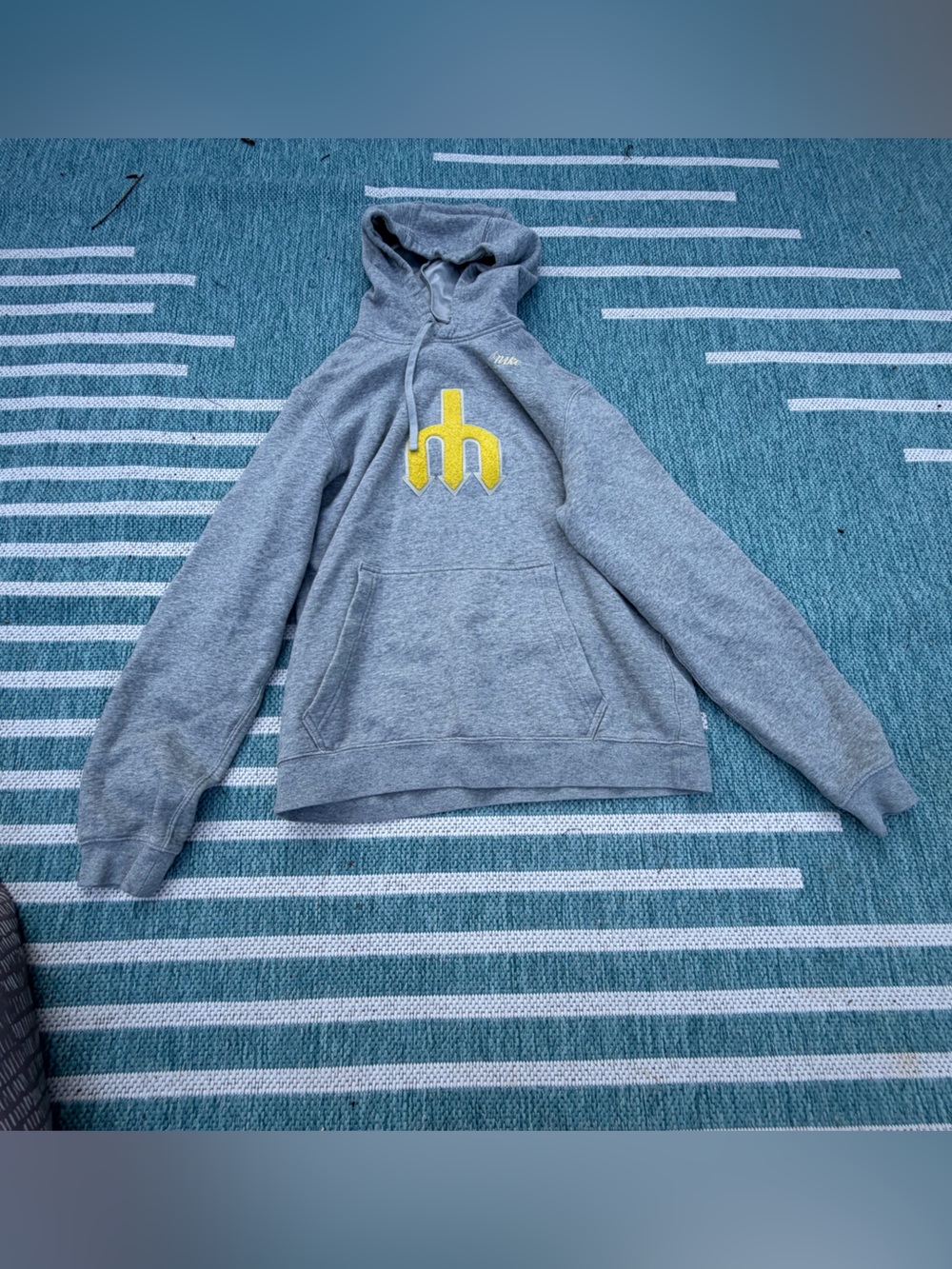 Nike cooperstown  Gray Hoodie with Yellow Chest Logo size medium